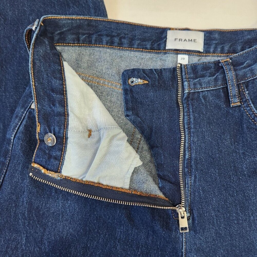FRAME Denim Le High N Tight Straight Leg Exposed Zipper Jeans 29 Blue High Rise - Picture 4 of 13